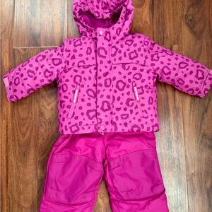 Cat & Jack Pink Leopard Print Kids Jacket & Snow Pants Set